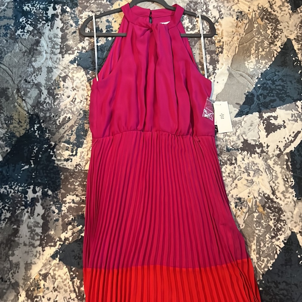 Two-tone long halter top formal dress